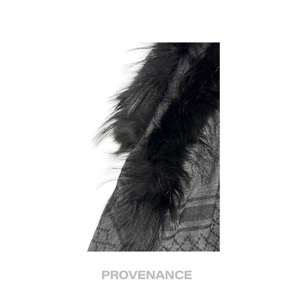 🔴 Gucci Survie Fox Shawl Scarf - GG Black Charcoal - Picture 6 of 8